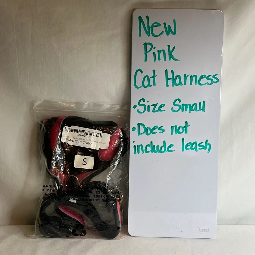 New Hot Pink & Black Mudinpet Cat Harness. Size Small